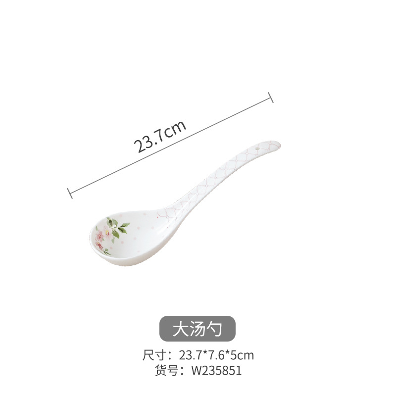 Flores románticas de alto valor de hueso de porcelana cubiertos set platos y palillos de cerámica casados nuevos platos y palillos domésticos