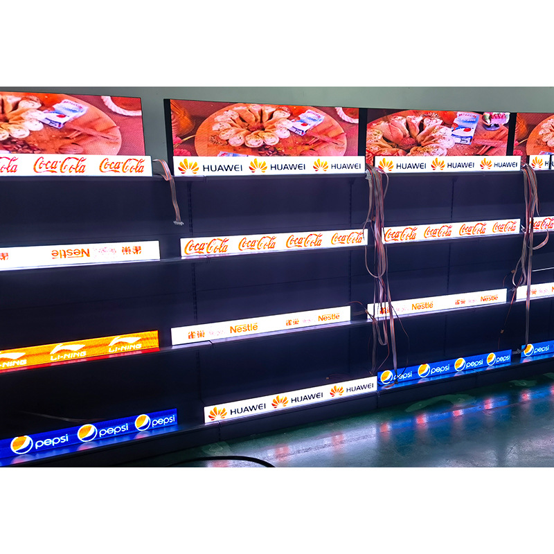 led智能货架屏p2.5全彩室内展架广告屏商场高清led电子显示屏工厂