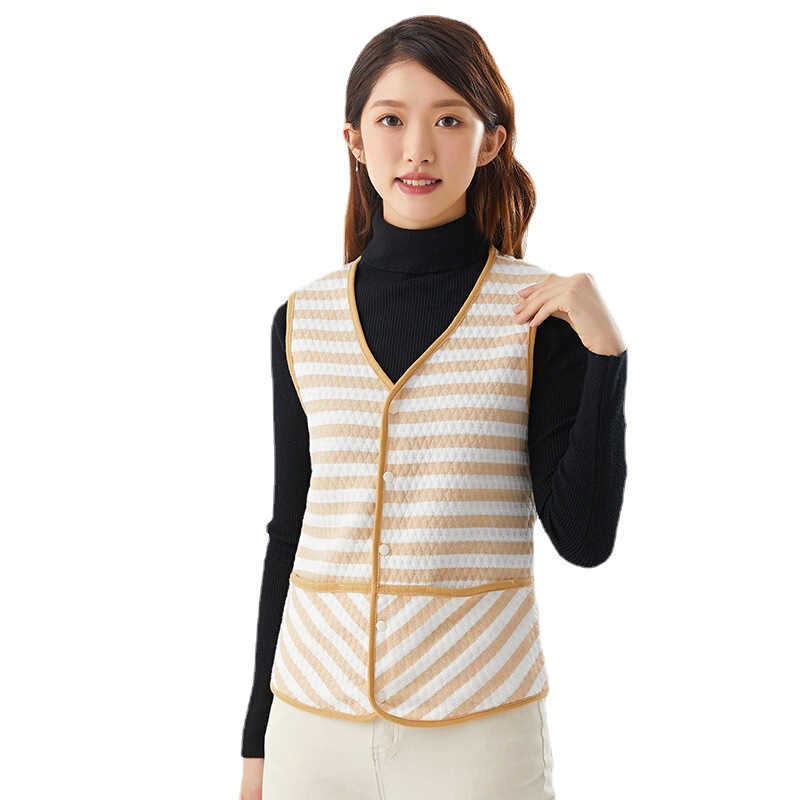 Factory wholesale new ladies waistcoat spring and autumn air-conditioned room color cotton home women's pocket vest vest 72009