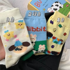 襪子女中筒襪棉無骨ins潮網紅款春秋薄可愛卡通百搭長筒ins諸暨襪