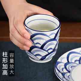 茶杯陶瓷手绘日式家用餐厅餐具办公喝茶杯釉下彩大茶杯小水杯杯子