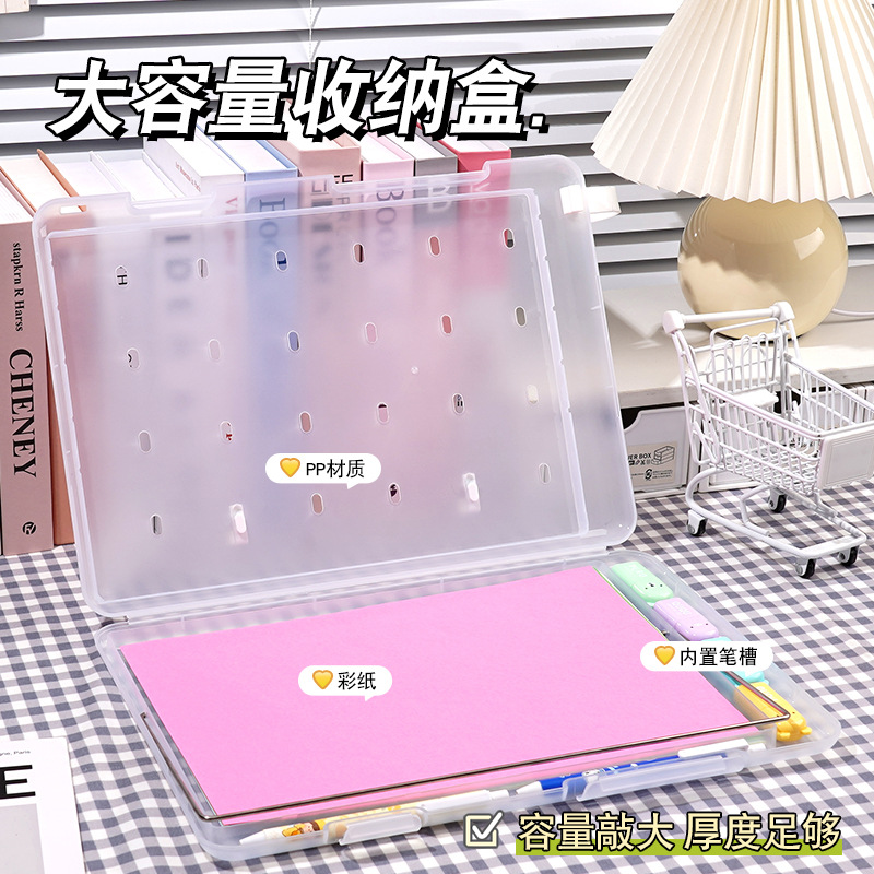 Estilo ins Morandi color dormitorio almacenamiento archivo caja A4 transparente CAJA DE INFORMACIÓN PP plástico cosméticos papelería caja