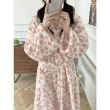 2025韩系豹纹简约舒适睡袍休闲家居服