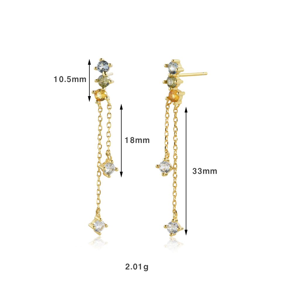 5g Weight 0.05µm-0.08µm Gold Plating Thickness Electroplating Gold Plating Process 925 Sterling Silver Ear Needle Material 18K Real Gold Plated Plating Material Zircon Inlay Material Drop Earrings Classification 1 Pair 18K Gold Plated 925 Sterling Silver Zircon Geometric Drop Earrings