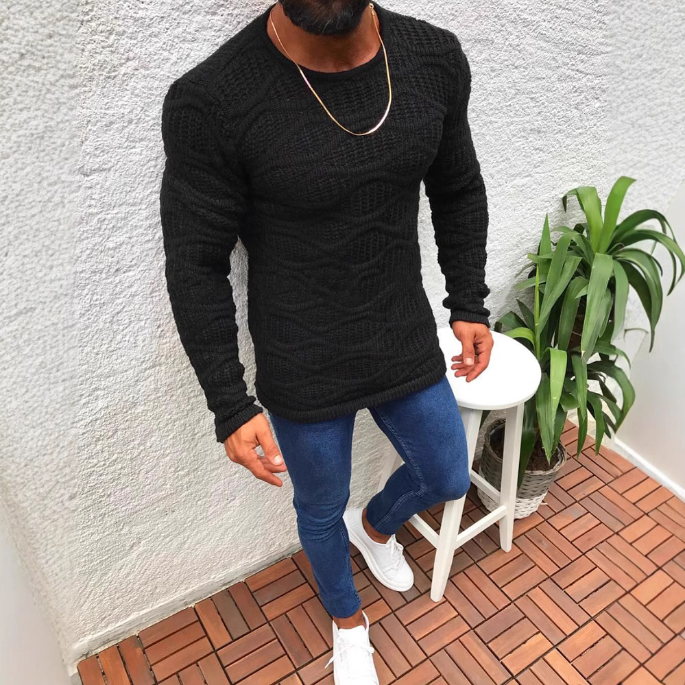 Maglione girocollo a maniche lunghe slim fit autunno inverno 2025 da uomo_voghion.com