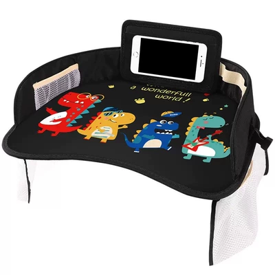 Car table board Car-Mounted Multifunctional Baby Eating - dinner-plate-black-dinosaur-band