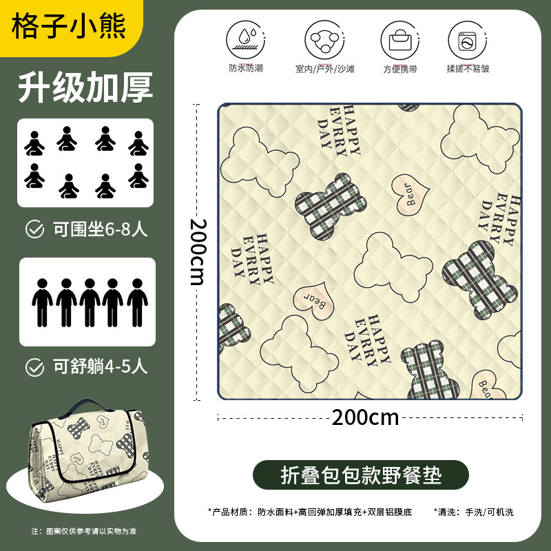 "5~8인용 - 체크무늬 곰돌이(200cm*200cm) ""접이식 가방이 더 편리해요""."
