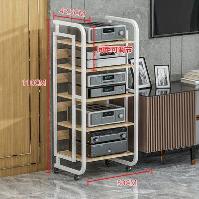 Speaker Audio Foot Shelf, Electric car big tripod - 5-layer-c-white-rack-light-walnut-board