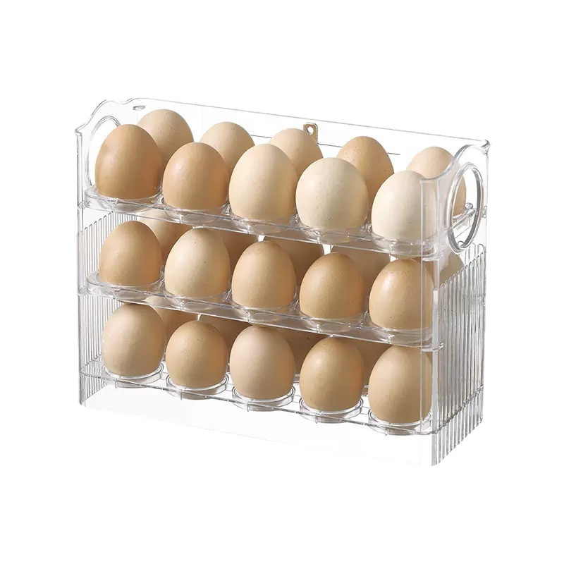 Caja de almacenamiento de huevos con volteo automático para congelador, estante de almacenamiento lateral para refrigerador, bandeja de huevos específica para cocina, caja de huevos.