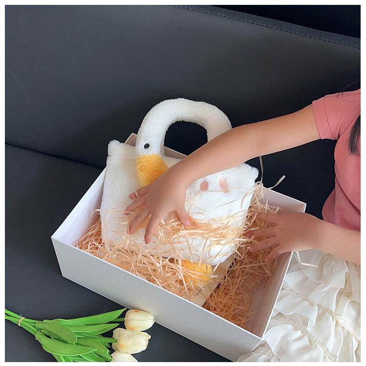 New plush and funny poached egg portable chain crossbody bag, cute and simple children's single-shoulder bag undefined
