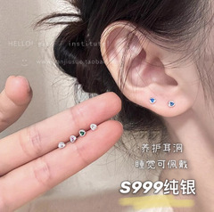 迷你养耳洞耳环套装银针耳饰女小众轻奢高级感精致小巧睡觉免摘