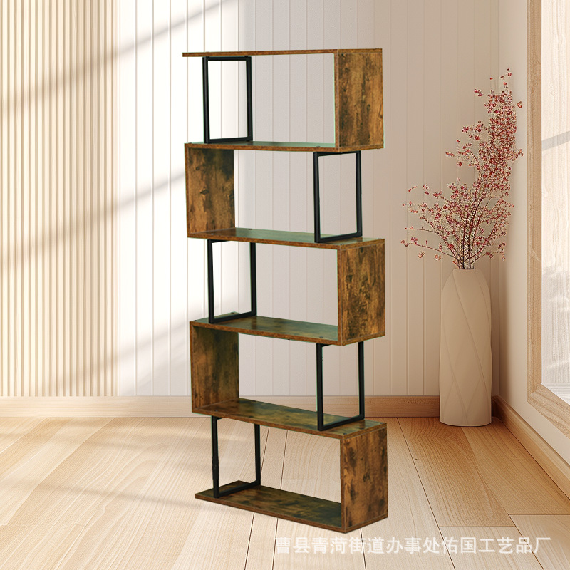 铁木书架置物架客厅隔断收纳柜多层家用办公室现代简约展示储物架