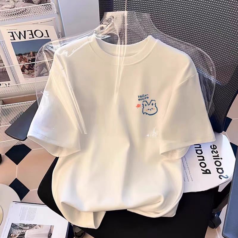 White Cotton Women's Short-Sleeved T-Shirt 2025 Summer New Loose Top Girls Clothes Summer Clothes
