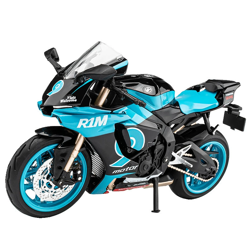Yamaha, модель автомобиля из сплава, модель машины, мотоцикл, игрушечный автомобиль со светом и музыкой, минифигура, масштаб 1:12, звуковые эффекты