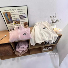 新款儿童秋冬季立领双面绒毛毛衣套装男女童软糯外套裤子两件套潮