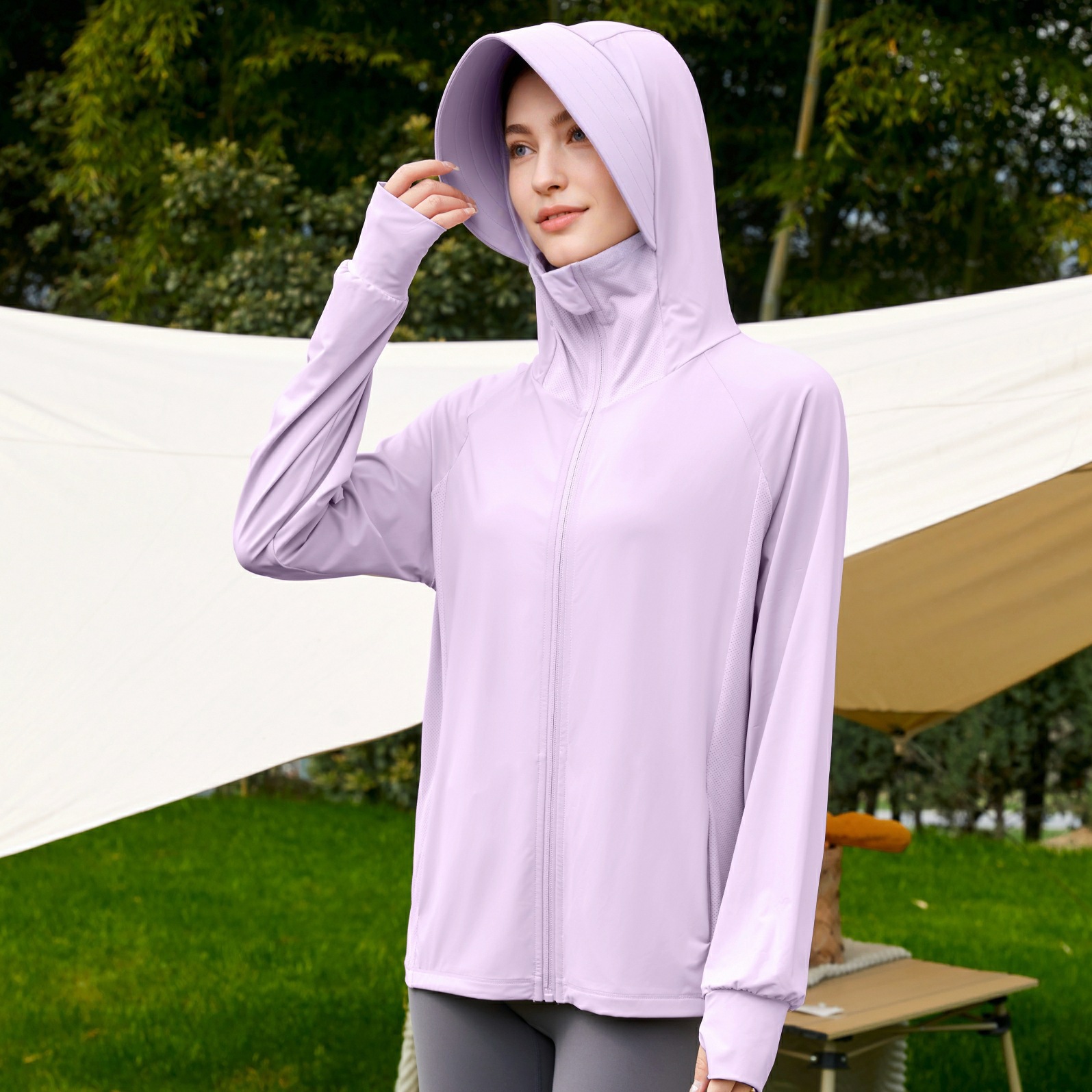 Ropa de protección solar de seda de hielo para mujeres verano 2025 nuevo anti-UV al aire libre ropa de protección solar de alta gama tamaño UPF50 +
