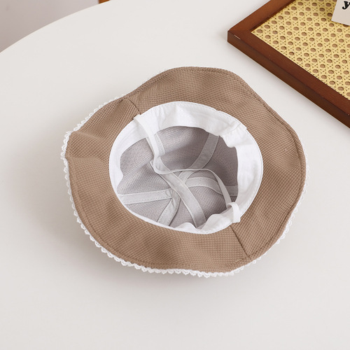 Lace baby hat autumn cute and super cute children's fisherman hat boys and girls basin hat flower spring and autumn sun visor basin hat