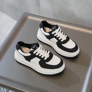 2023 new white shoes thick-soled cowhide versatile casual sports women's shoes fashionable comfortable lace-up casual sneakers
