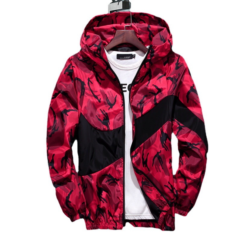 Chaquetas de camuflaje con capucha informales para hombre, para correr al aire libre, cortavientos deportivos holgados de gran tamaño, primavera y otoño_voghion.com