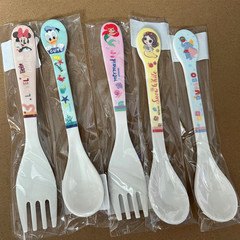 Disney Children's Spoons and Forks Anti-Slip Melamine Tableware Cartoon for Boys and Girls Baby Feeding Household Baby Eating