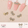 Accessory for manicure with bow, hair mesh, metal nail decoration, 2022 collection, wholesale, internet celebrity, flowered