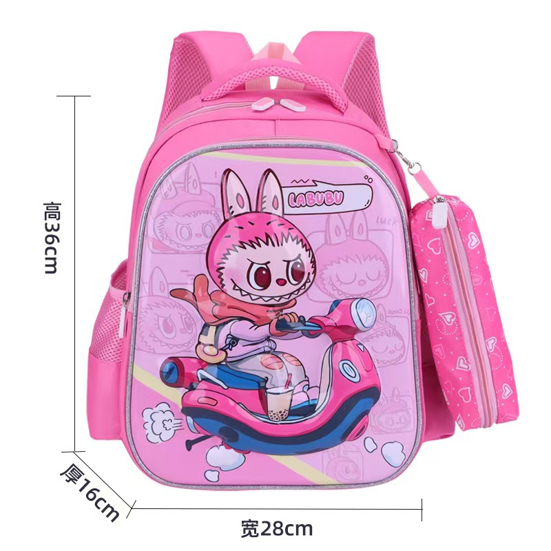 Nueva mochila escolar de dibujos animados mochila escolar 3D para estudiantes de escuela primaria 1-3 grado mochila de tela rabu súper ligera hombro para reducir la carga y proteger la columna