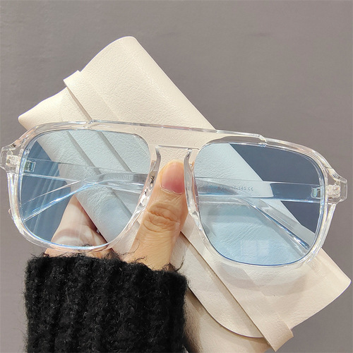 Vintage Ocean Film Round Frame Sunglasses for Women, Trendy Xiaohongshu Style, Unisex Korean Version UV Protection Large Frame Sunglasses