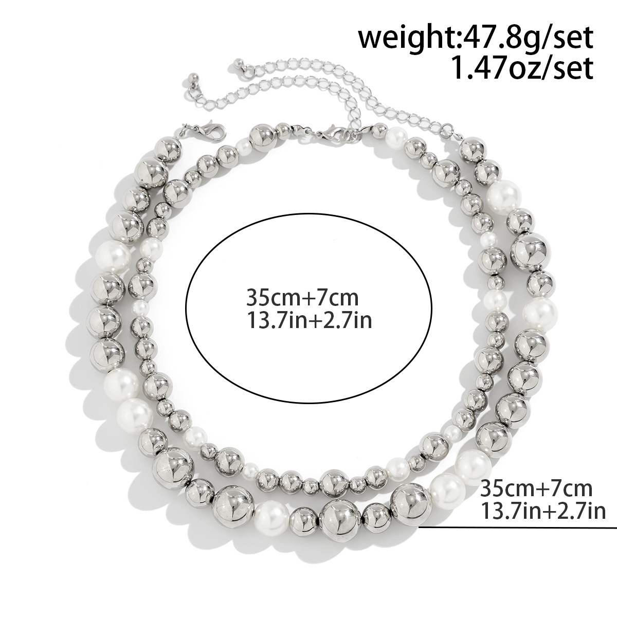 Glam Übertrieben Geometrisch Ccb Künstliche Perle Perlen Überzug Valentinstag Frau Halskette display picture 39