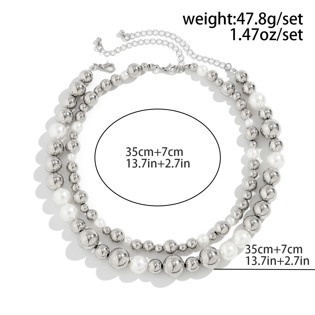 Glam Exaggerated Geometric Ccb Artificial Pearl Beaded Plating Valentine's Day Women's Necklace display picture 39