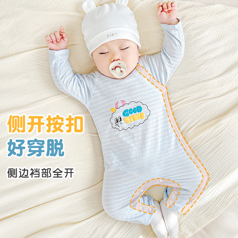 Bebé verano mono ropa de recién nacido algodón fino de manga larga aire acondicionado pijamas para hombres y mujeres ropa de verano para bebés