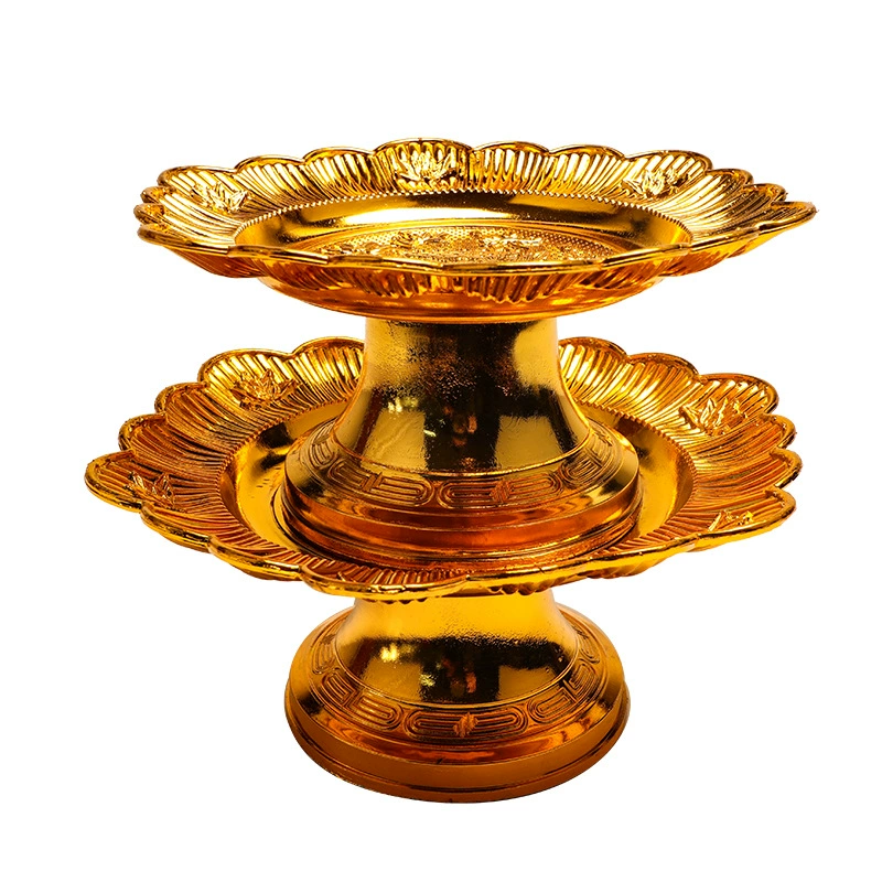 优买 Golden Lotus Plastic Gallfoot Water Fruit Pan Temple worshiping gods and Buddhas to worship ornaments for Taiwan Buddha tribute products