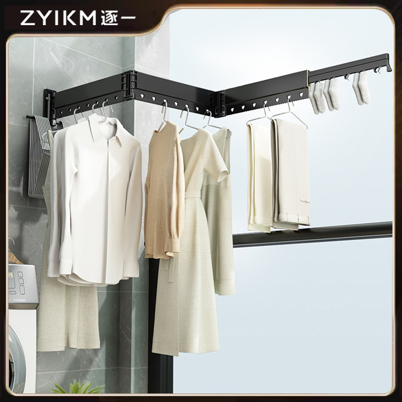 Ropa plegable percha colgante de pared ventana flotante interior casa balcón ropa invisible Polo retráctil edredón artefacto de secado
