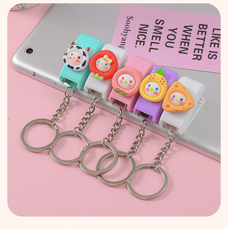 Cute Cartoon Student Small Portable Binding Book Stapler With Keychain display picture 2