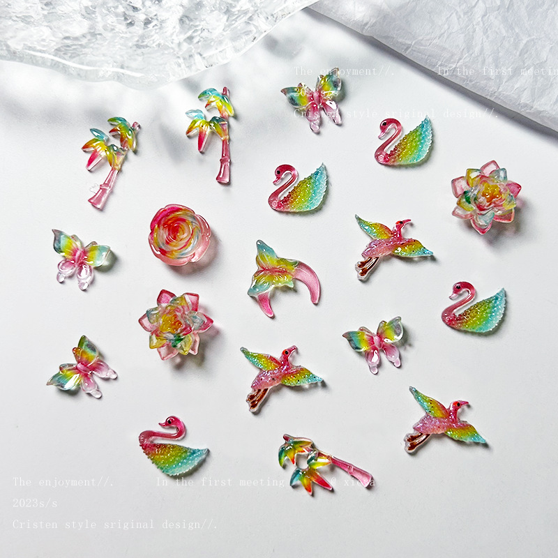 Colorful unlimited love nail accessories material package luminous fresh rose nail accessories mixed decorations wholesale