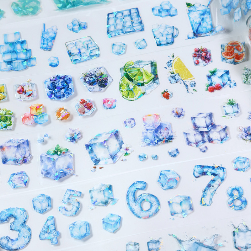 Un buen día PET Die-corted shell light tape añadir hielo triturado serie de hielo tema de mano de material de contabilidad cinta adhesiva