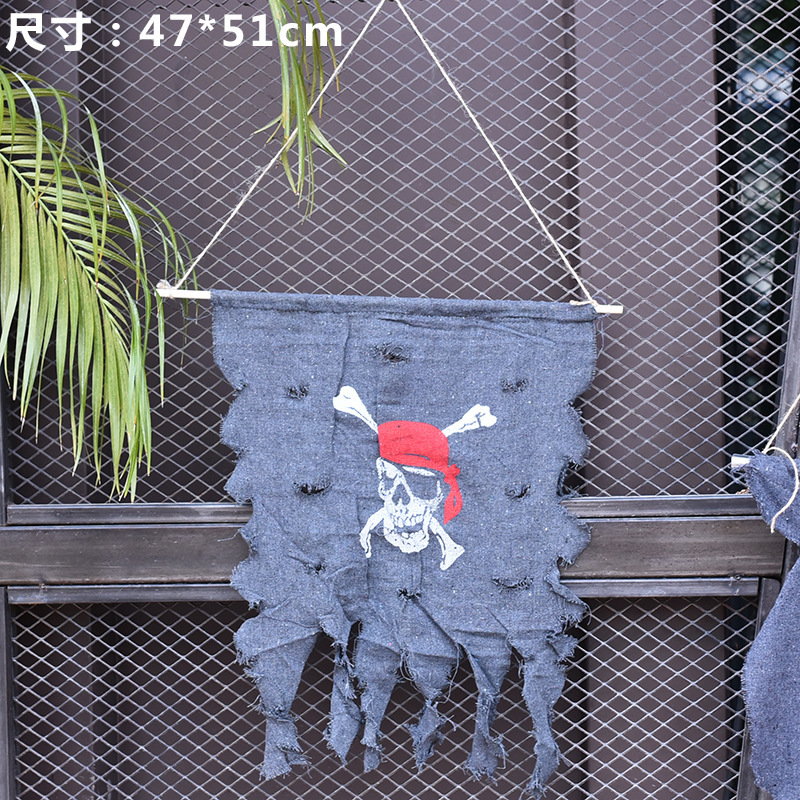 Bandera pirata de Halloween Decoración de la fiesta de Halloween Decoración de la escena Bandera pirata de gran tamaño Bandera colgante Pirata Esqueleto Bandera