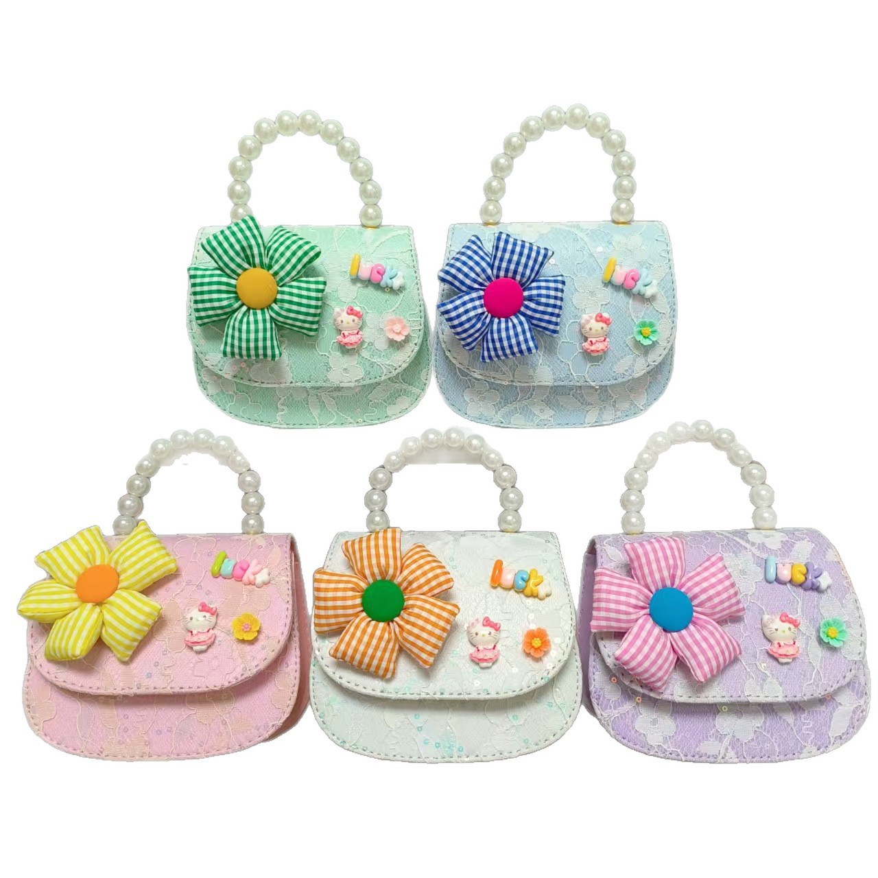 Bolso de princesa portátil de perlas, arco de encaje, bolso de hombro, bolso de cadena, bolso de cambio de Año Nuevo.