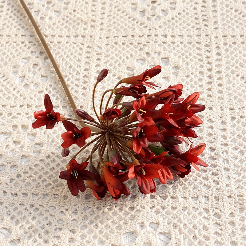 Retro-Style Dried Flowers, Autumn-Colored Agapanthus Artificial Flowers, Fake Flowers for Home Living Room Display, Wedding Studio Decoration Flowers