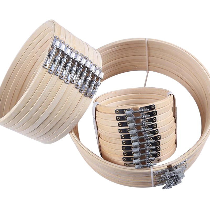 Nuevo juego de aros de bambú para bordado, para bordado de cinta en punto de cruz, aros de bordado, soporte de tela para bordado y herramientas auxiliares. image 1