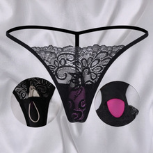 时尚内衣可安装按摩棒透气内裤美臀透明性感丁字裤女蕾丝提臀T裤
