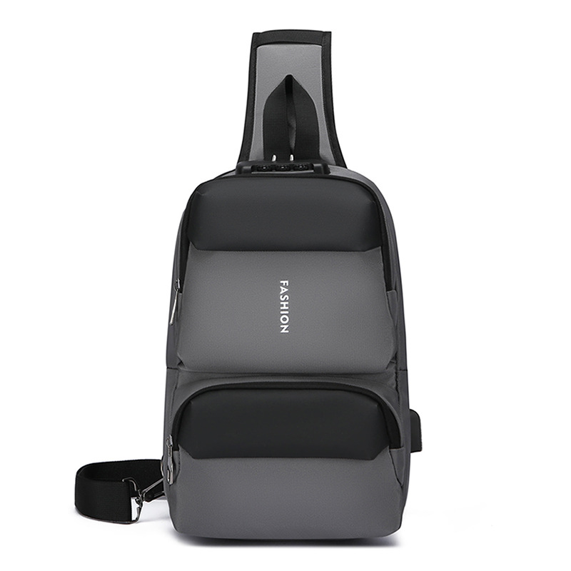 Bolso de pecho de negocios recargable USB para hombres al por mayor transfronterizo multifunción anti-salpicaduras antirrobo casual bolso de mensajero de viaje marea
