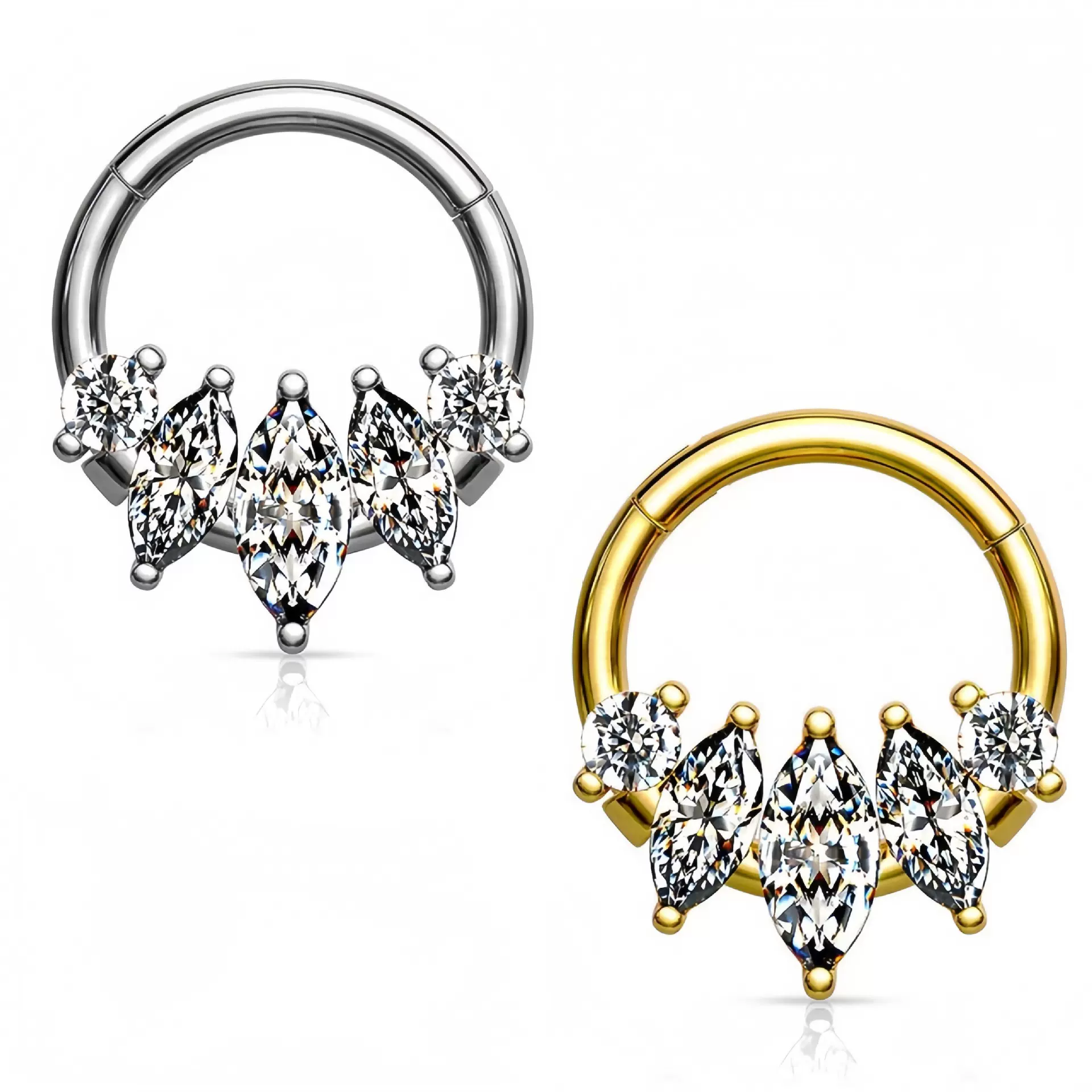 欧美跨境穿刺鼻环镶锆石鼻饰开合圈鼻钉穿孔饰品厂家直销