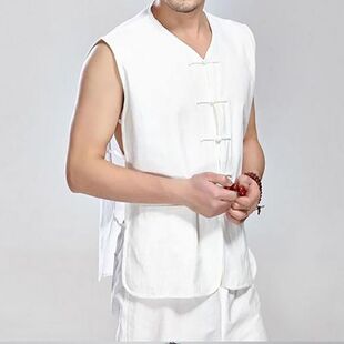 Cotton and Linen Tang Dress Men's Youth Chinese Style Vest Men's Chinese Style Summer Shoulder-waistcoat for Middle-aged and Elderly Youth Loose Dad's Summer Dress