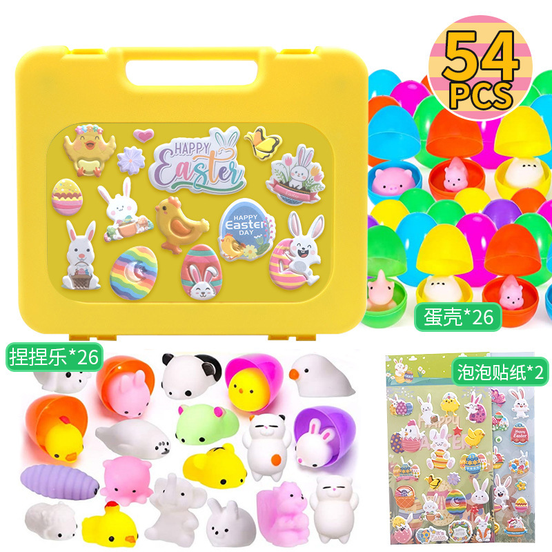 Pascua 54 piezas (26 huevos 26 pellizcos 2 papel de burbujas)
