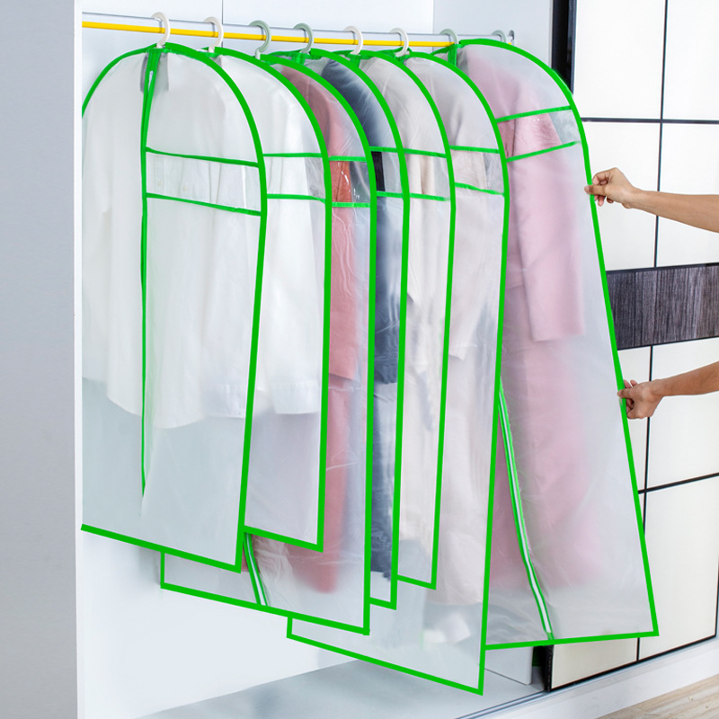 Ropa cubierta de polvo bolsa de ropa ropa cubierta de polvo traje tipo colgante chaqueta larga bolsa de abrigo transparente doméstica