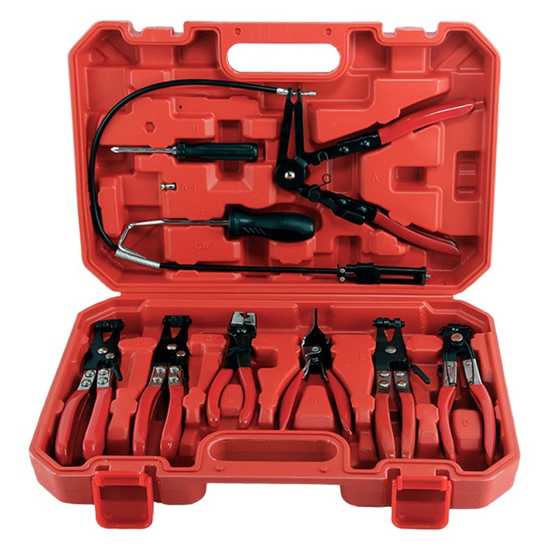 Abrazadera de tubo de 9 piezas traje abrazadera de tubería de agua del coche abrazadera de tubo de garganta recta abrazadera herramienta alicates