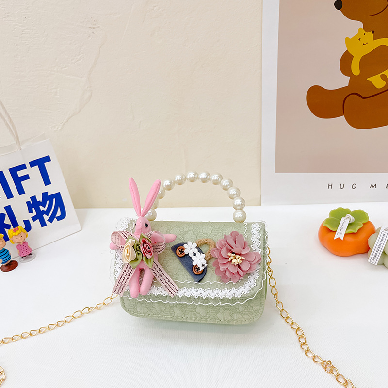 2023 nuevos niños de algodón y lino monedero niñas de viaje de compras elegante bolsa de mensajero de dibujos animados conejito bolsa de hombro