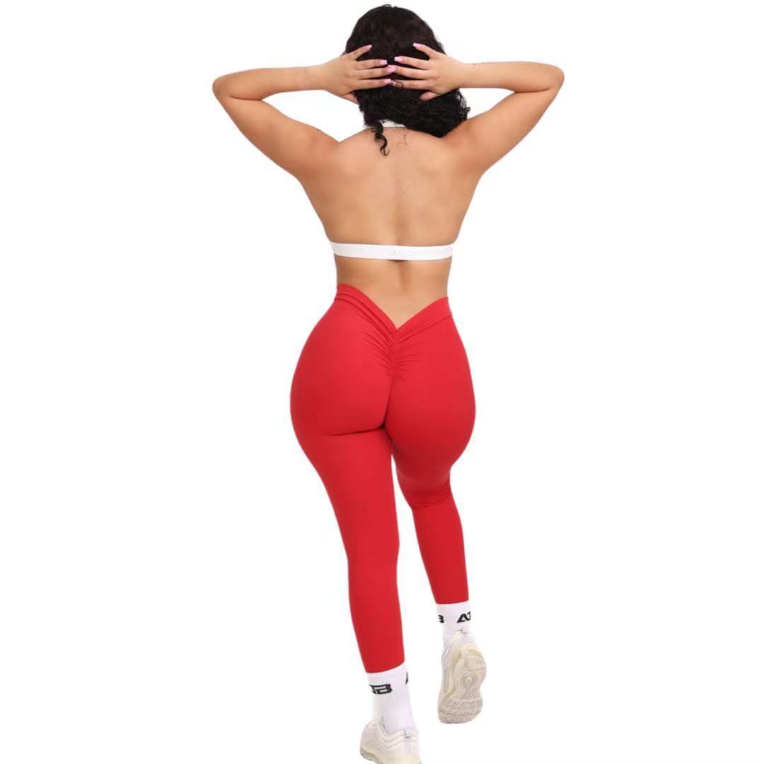 Sports Solid Color Chemical Fiber Blending Polyester Active Bottoms Leggings display picture 8