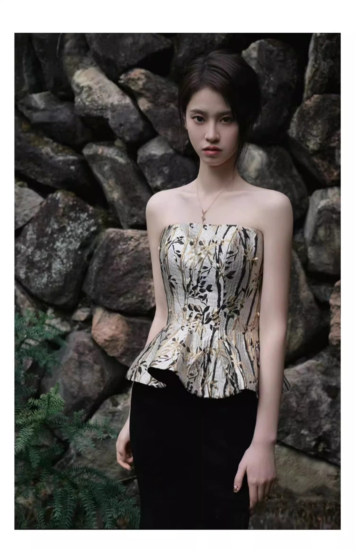 Đầm dạ hội đuôi cá không dây, thiết kế sang trọng, tôn dáng — Kiểu ống ngực màu đen, Kiểu quây ngực màu đỏ rượu chi tiết 9
