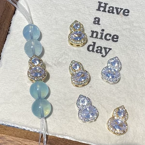 Gourd-Shaped Zircon Diamond Inlaid with Crystals and Loose Beads, Multi-Pass 18K Gold-Plated Color-Preserving DIY Jewelry Accessories